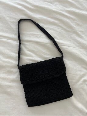 Barney’s New York Black Crochet Shoulder Bag
